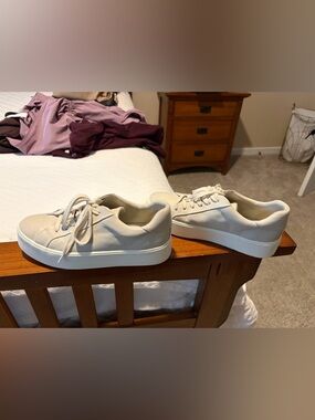 Vince Cream Leather Platform Sneakers